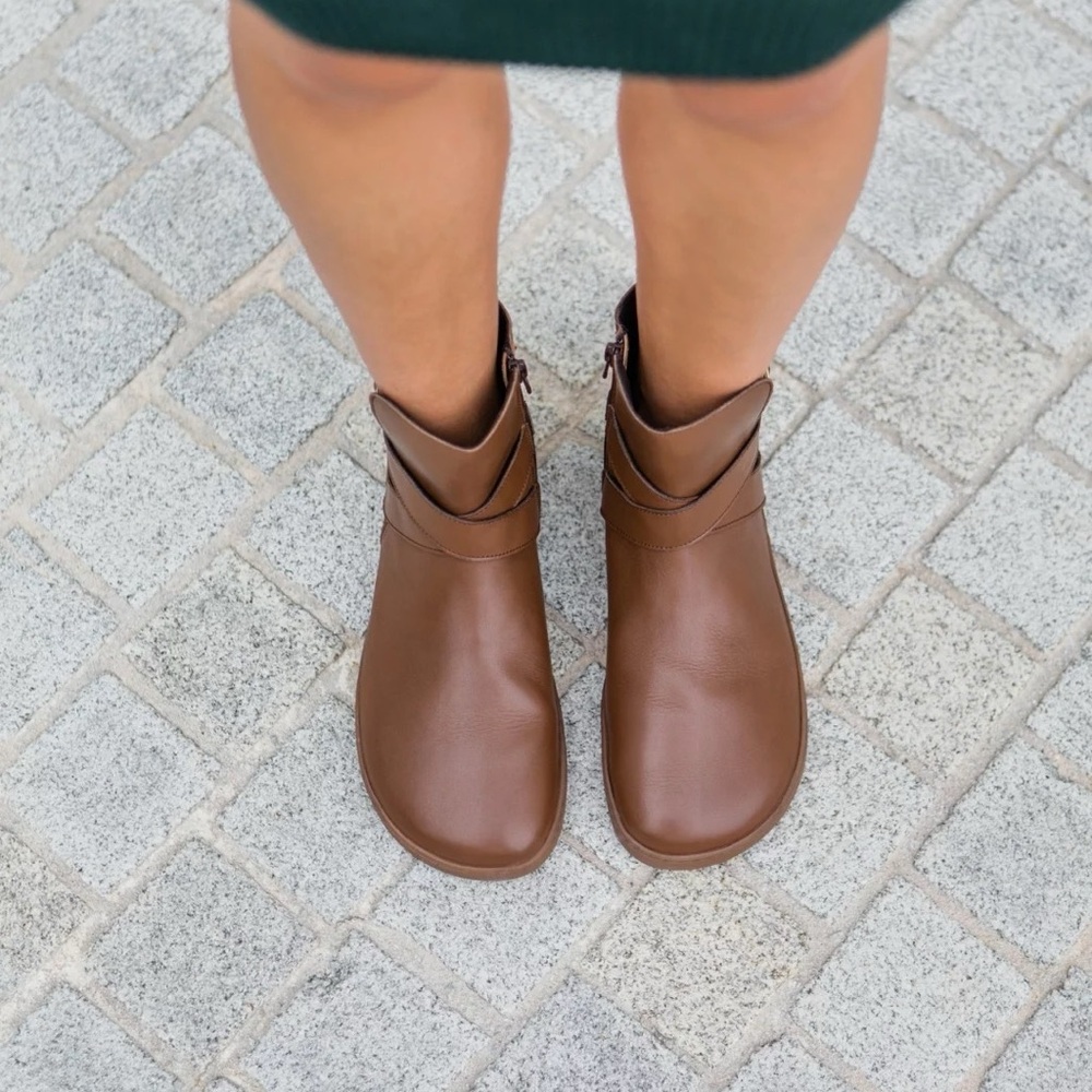 Women’s Shapen Brown Leather Barefoot Ankle Booties Flat European Size 11.5 (43) - Picture 4 of 11